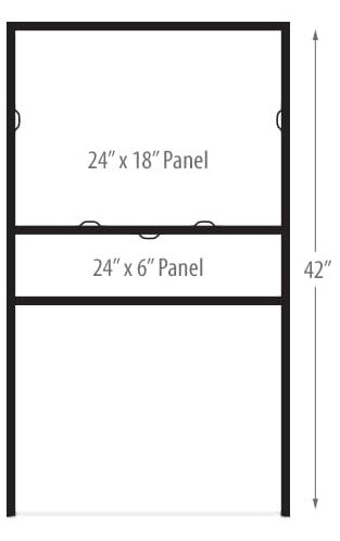 H Frame with 18x24" sign slip-in slot and one 6 X 24" Rider Slot
