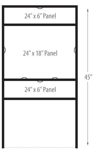 H Frame with 18x24" sign slip-in slot and two 6 X 24" Rider Slot